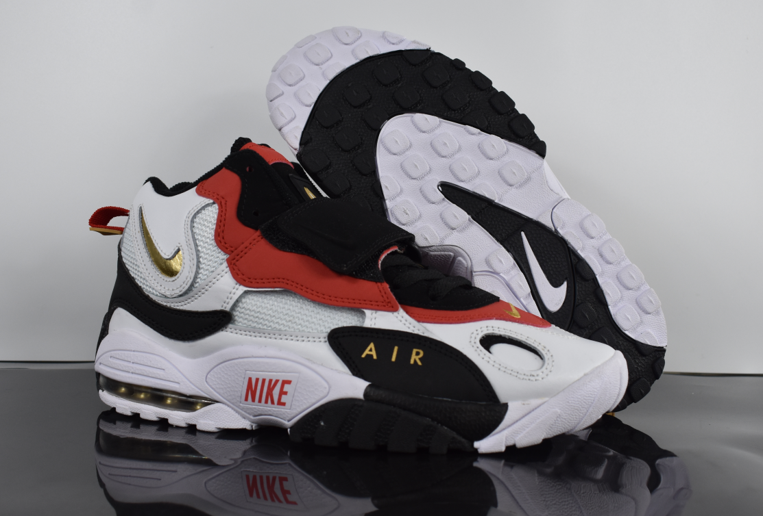 Women Nike Air Max Speed Turf White Red Black Gold Shoes - Click Image to Close